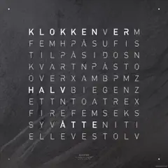 Front view of QLOCKTWO EARTH 45 Creator's Edition Metamorphite word clock natural slate stone front cover