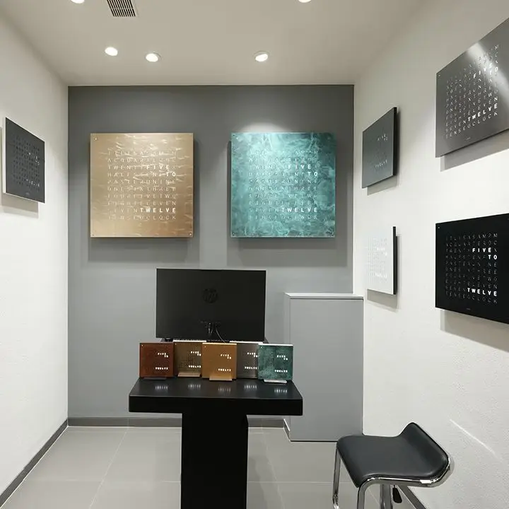 Qlocktwo bangalore flagship store outside earth 90 vintage copper and earth 90 moon gold