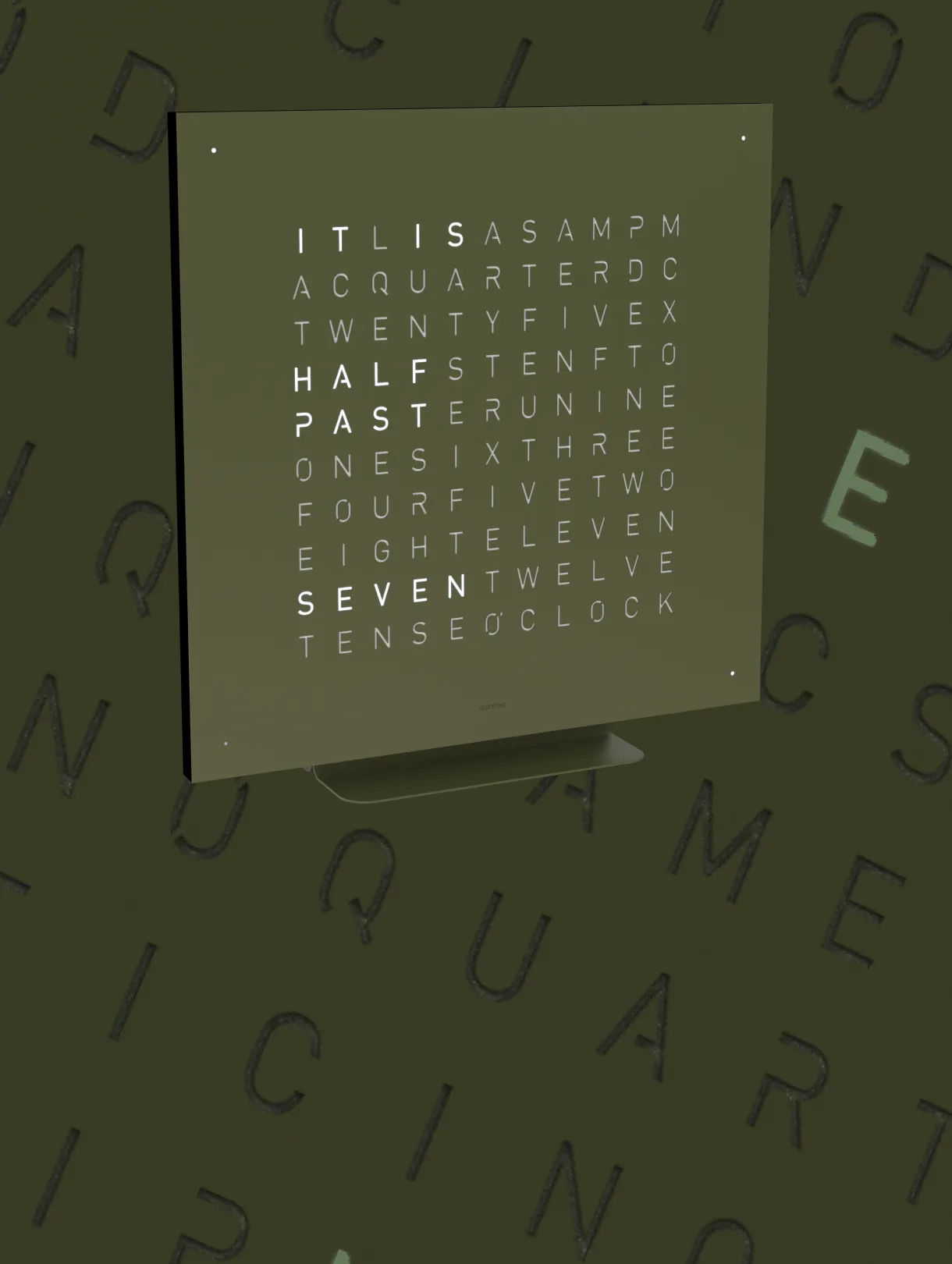 QLOCKTWO EARTH 45 OLIVE GREEN SET, Englisch, Collab mit USM Haller
