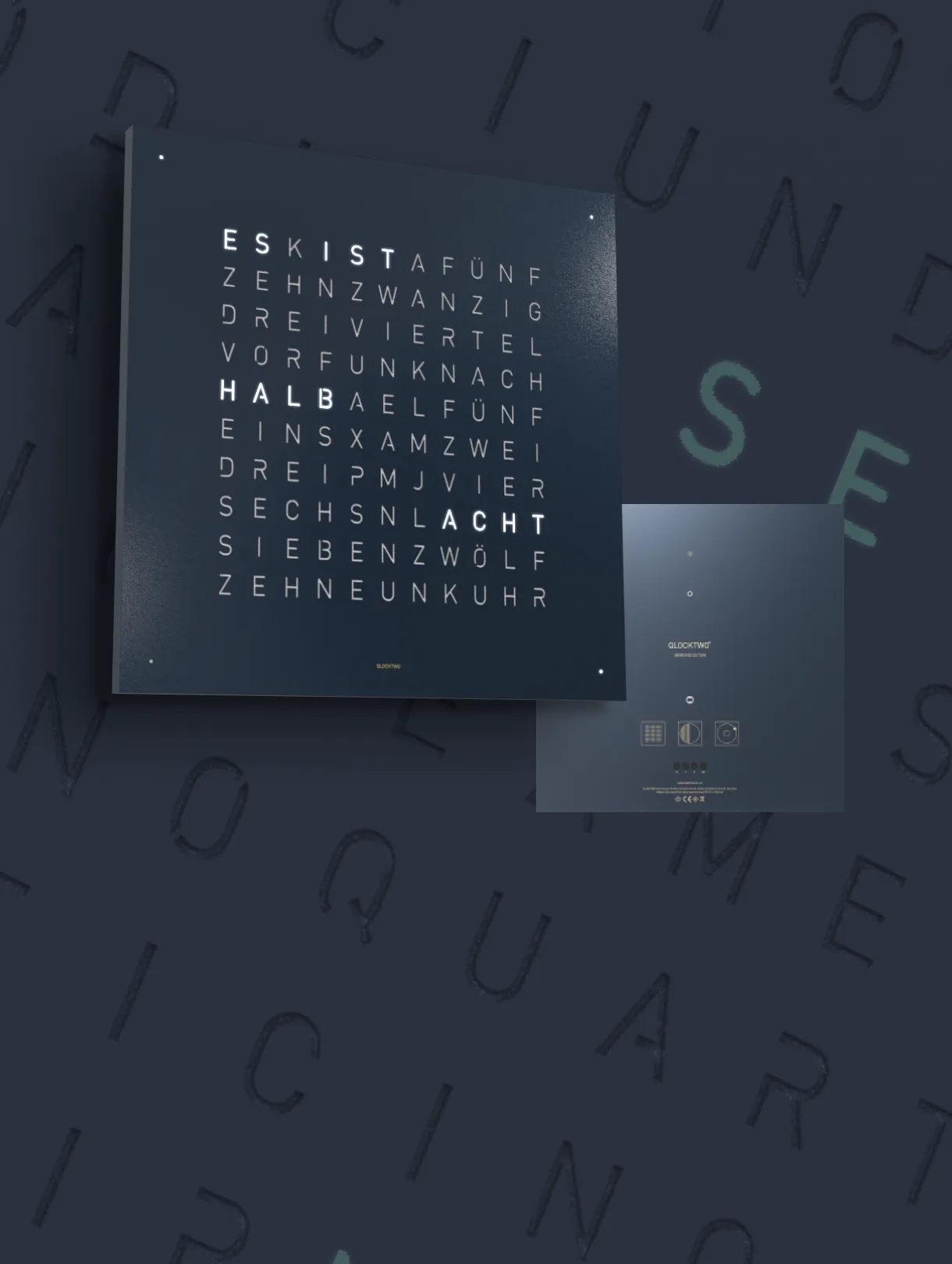 QLOCKTWO EARTH 45 UNIVERSE EDITION MIDNIGHT, Deutsch