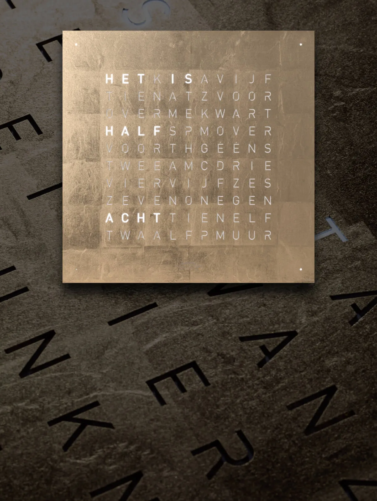 QLOCKTWO EARTH 45 UNIVERSE EDITION MOON GOLD, Niederländisch.